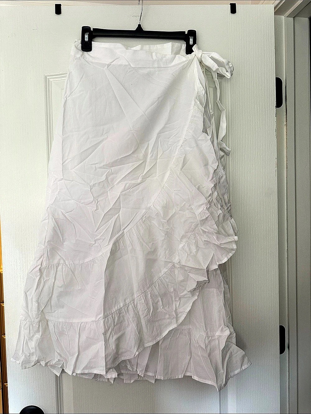 White Asymmetrical Ruffle Skirt